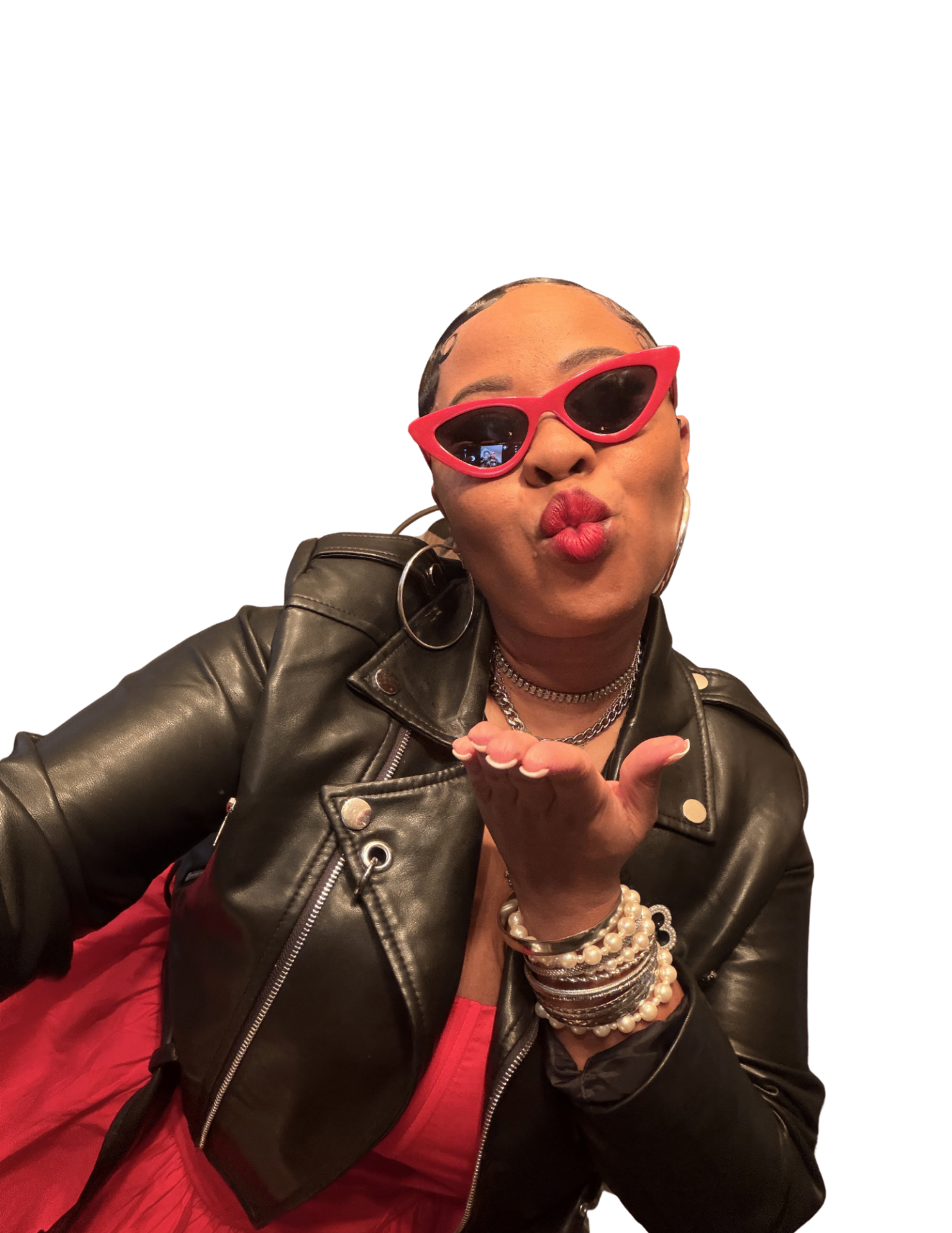Designer blowing a kiss